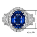 European Vintage Micro Hollow Blue Sapphire Ring Luxury Women's Hand Jewelry view 5