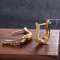 Vintage U Shaped Gold Plated Copper Earrings With Zircon Drop Design For Women view 5