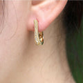 Vintage U Shaped Gold Plated Copper Earrings With Zircon Drop Design For Women view 4