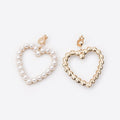 Elegant Vintage Faux Pearl Alloy Hollow Heart Drop Clip On Earrings For Women Korean Chic Geometric Earrings view 4