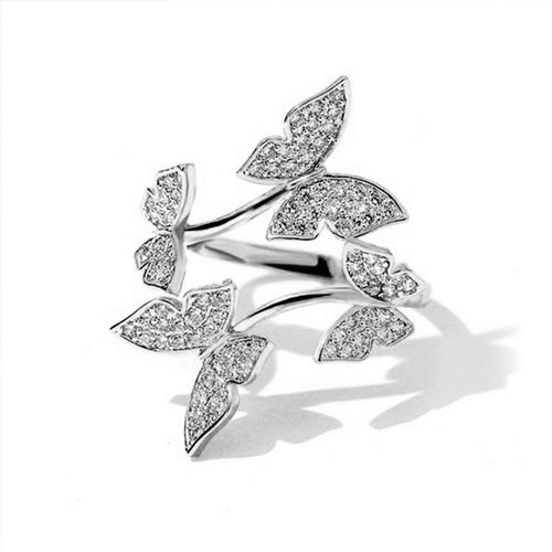 Korean European Style Fresh Butterfly Micro Pave Open Index Finger Ring For Women Fashion Jewelry