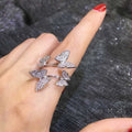 Korean European Style Fresh Butterfly Micro Pave Open Index Finger Ring For Women Fashion Jewelry view 5
