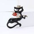 Metal Alloy Enamel Cat Holding Rose Brooch For Women's Clothing view 3