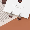 Vintage Ethnic Alloy Hollow Dreamcatcher Round Garnet Bead Tassel Clip-On Bohemian Geometric Earrings view 1