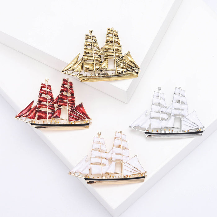 Alloy Sailboat Brooch Pin For Simple Fashion Clothing Accessories