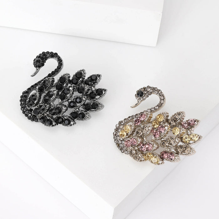 Alloy Colorful Swan Brooch For Fresh Fashion Apparel Accessories