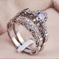 Classic Vintage Women Couple Ring With Micro Pave Cubic Zirconia, Elegant Cross Border Fashion Jewelry view 1