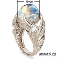 Hollow White Swan Colorful Simulated Moonstone Ring For Women European American Jewelry view 5