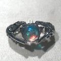 Hollow White Swan Colorful Simulated Moonstone Ring For Women European American Jewelry view 2