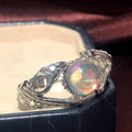 Hollow White Swan Colorful Simulated Moonstone Ring For Women European American Jewelry view 4