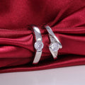 Korean Style Sweet Couple Proposal Open Ring With Zircon Eternity Design For Lovers view 2