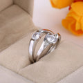 Korean Style Sweet Couple Proposal Open Ring With Zircon Eternity Design For Lovers view 3