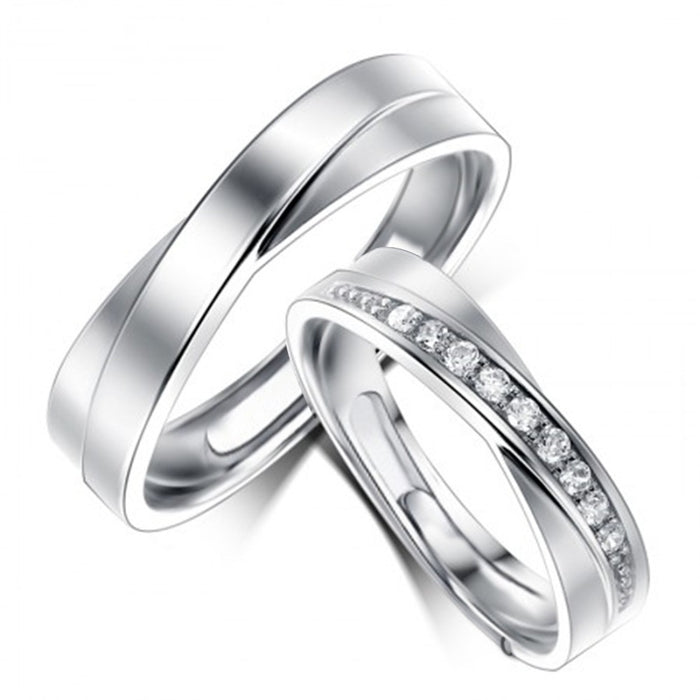 Simple Wave Interwoven Love Couple Ring For Students Trendy Men Women Fashion Jewelry Accessories
