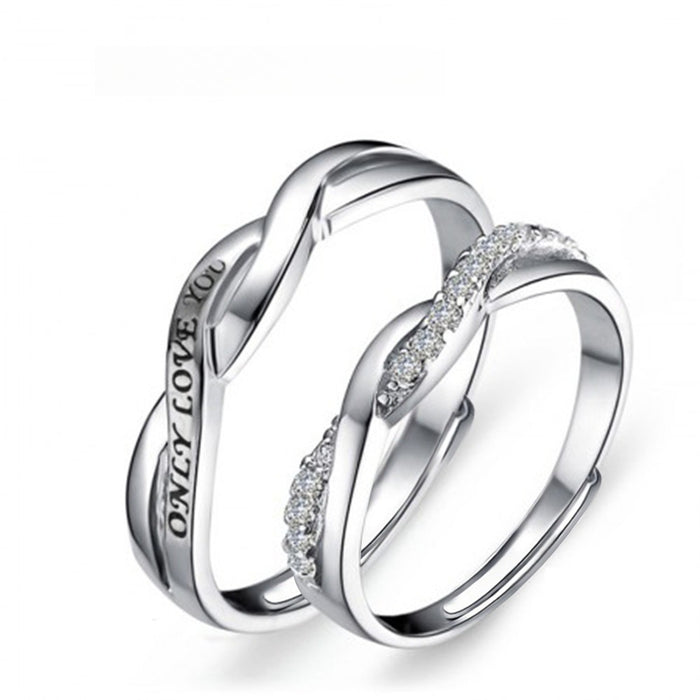 Romantic Only Love You Couple Open Ring With Entwined Love Design Fashion Jewelry Accessories