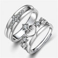 European American Crown Couple Matching Rings White Gold Plated Prince And Princess Wedding Jewelry view 1
