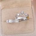 European American Crown Couple Matching Rings White Gold Plated Prince And Princess Wedding Jewelry view 2