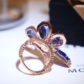 Luxury Gold Plated Oversized Flower Ring For Women, French Style Statement Party Jewelry view 3
