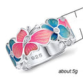 European American Fashion Flower Butterfly Oil Painting Ring For Women Cross Border Jewelry view 5