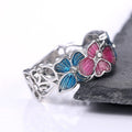 European American Fashion Flower Butterfly Oil Painting Ring For Women Cross Border Jewelry view 3