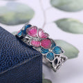 European American Fashion Flower Butterfly Oil Painting Ring For Women Cross Border Jewelry view 2