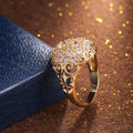 Luxury Gold Plated Hemispherical Women's Ring Copper Inlaid Zircon Statement Jewelry view 3