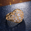 Luxury Gold Plated Hemispherical Women's Ring Copper Inlaid Zircon Statement Jewelry view 2