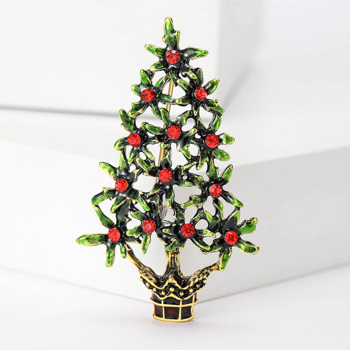 Alloy Enamel Christmas Tree Brooch Pin For Festive Apparel