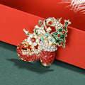 Alloy Rhinestone Enamel Christmas Brooch Pin For Clothing Decoration view 2