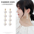 Elegant Korean Style Long Tassel Heart Pearl Drop Earrings With 925 Silver Needle For Women Fashion Earrings view 2