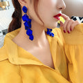 Acrylic Rose Petal Tassel Drop Earrings, Korean Style Statement Floral Long Dangle Earrings view 3