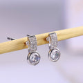European American Sparkling Eight Hearts Eight Arrows Double Row Zircon Hoop Earrings For Women view 1