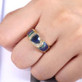 European American Vintage Blue Gemstone Zircon Ring For Women Fashion Design Jewelry view 2
