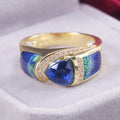European American Vintage Blue Gemstone Zircon Ring For Women Fashion Design Jewelry view 3