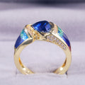 European American Vintage Blue Gemstone Zircon Ring For Women Fashion Design Jewelry view 4
