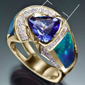 European American Vintage Blue Gemstone Zircon Ring For Women Fashion Design Jewelry view 5