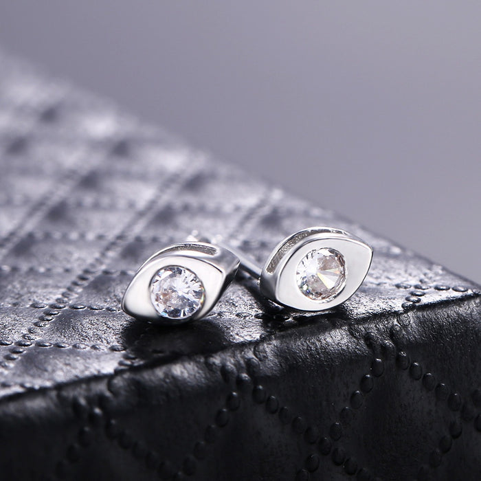 Korean Japanese Minimalist Women's Zircon Marquise Stud Earrings With Real Gold Color Plating