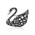 Alloy Rhinestone Glass Swan Brooch Pin For Elegant Apparel view 1