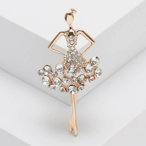 Alloy Rhinestone Dancing Girl Brooch For Suits And Coats