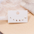 Korean 6 Pairs Set Geometric Enamel Rhinestone Tiny Studs Sweet Elegant Fashion Earrings view 4