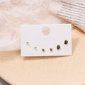 Korean 6 Pairs Set Geometric Enamel Rhinestone Tiny Studs Sweet Elegant Fashion Earrings view 3