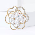 Alloy Hollow Pearl Flower Brooch Pin For Women's Apparel Decoration view 4