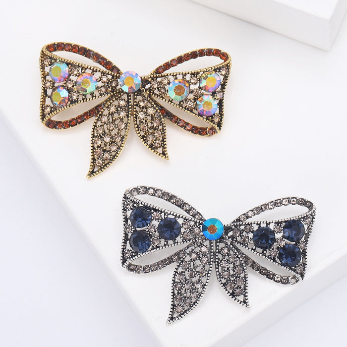 Alloy Rhinestone Bow Brooch For Fashion Women's Clothing Accessories