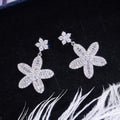 Korean Sweet Full Zircon Flower Earrings For Girls, Elegant Fashion Jewelry Accessories view 2