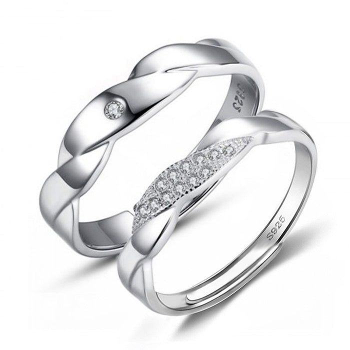 Open Couple Rings For Men And Women Korean Interwoven Love Wave Proposal Jewelry