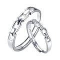 Adjustable Zircon Lock Love Couple Rings Proposal Matching Wedding Ring Set Jewelry view 1