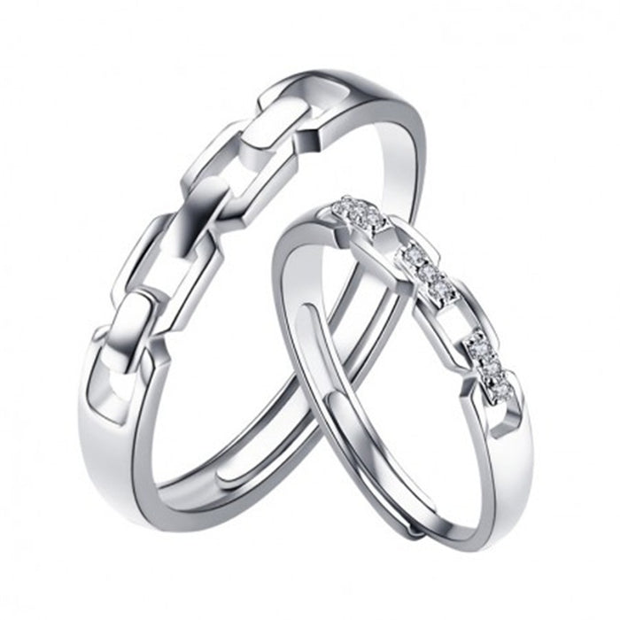 Adjustable Zircon Lock Love Couple Rings Proposal Matching Wedding Ring Set Jewelry