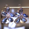 Luxury Fashion Large Flower Women's Stud Earrings With Silver Pins And Real Gold Plated Color view 2