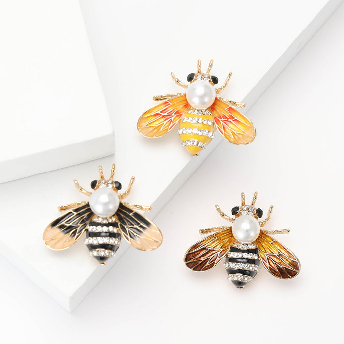 Metal Alloy Enamel Bee Brooch Pin For Shirt And Suit Decor