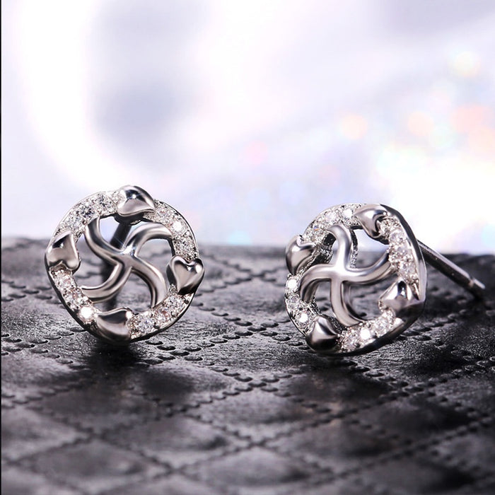 Large Windmill Stud Earrings For Women Korean Simple Personality Fashion Ear Jewelry