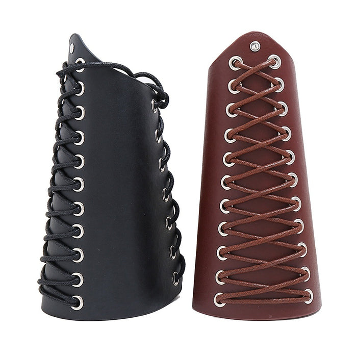 European American Rock Punk Wide Leather Bracelet Simple Wax Cord Braided Motorcycle Wrist Guard